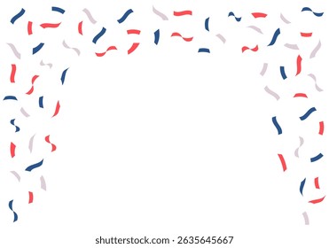 Tricolor Confetti Web graphics White background.  Stars confetti for 4th of July for decoration and covering. Happy Independence Day in USA