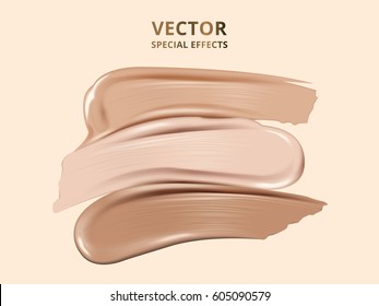 tricolor foundation effects, foundation texture on beige background, 3d illustration