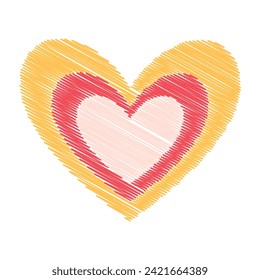 Tricolor hearts. Valentines theme. Groovy hippie 70s Simple Hand Drawn. line art, doodle Retro style. Perfect For Poster, Card, Invitation, Tshirt Print or Valentines Day Greeting Card. 