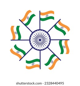 tricolor India Independence Day flag rotating vector illustration 