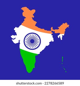 Tricolor India Map Isolated Vector Icon Illustration