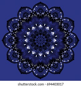 Tricolor mandala decoration in the shape of a circle