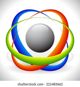 Tricolor molecule, atom icon