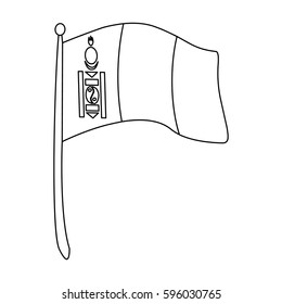 The tricolor on the stick.National flag of Mongolia.Mongolia single icon in outline style vector symbol stock illustration.