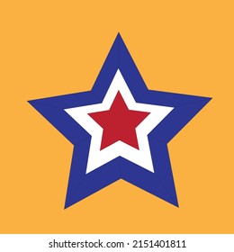a tricolor star placed on a vibrant yellow background, with the colors red, blue, and white representing the essence of patriotism.  - illustration - vector , icon 