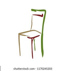 Tricolor stylized chair vector icon. vector 10 eps