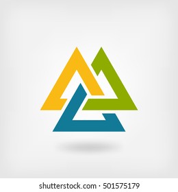 tricolor valknut symbol. interlocked triangles. vector illustration - eps 10