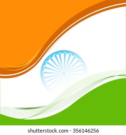 Tricolor wave background with Asoka wheel for republic day India. 