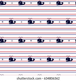 Tricolor whales Seamless pattern. Vector illustration pattern.