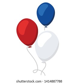 Tricolor: white, blue, red balloons. Vector background for gift card, banner, poster, flyer, layout. Russia Day Holiday backdrop for 23 February gift card. Square tricolor balloons vector background