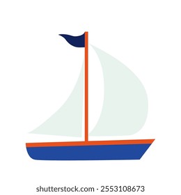 Tricolor Yacht Summer Material White Background