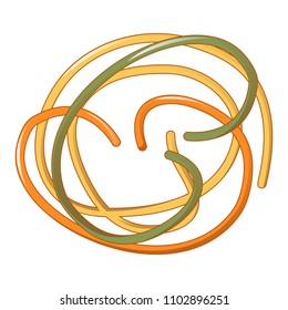 Tricolore spaghetti icon. Cartoon of tricolore spaghetti vector icon for web design isolated on white background