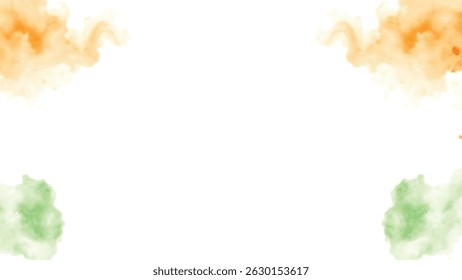 Tricolour orange and green indian watercolour background 15 august independence day 26 january republic day center blank empty