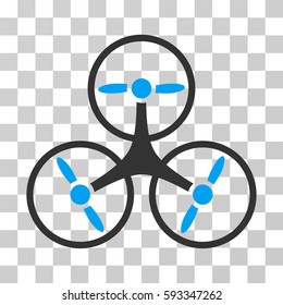 Tricopter Drone icon. Vector illustration style is flat iconic bicolor symbol, blue and gray colors, transparent background. Designed for web and software interfaces.