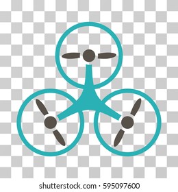 Tricopter Drone icon. Vector illustration style is flat iconic bicolor symbol, grey and cyan colors, transparent background. Designed for web and software interfaces.