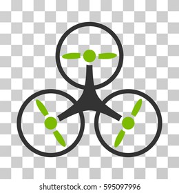 Tricopter Drone icon. Vector illustration style is flat iconic bicolor symbol, eco green and gray colors, transparent background. Designed for web and software interfaces.