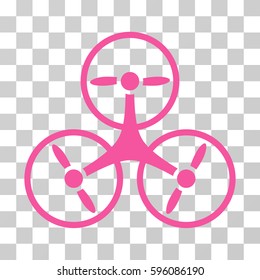 Tricopter Drone icon. Vector illustration style is flat iconic symbol, pink color, transparent background. Designed for web and software interfaces.