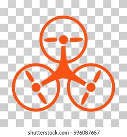 Tricopter Drone icon. Vector illustration style is flat iconic symbol, orange color, transparent background. Designed for web and software interfaces.