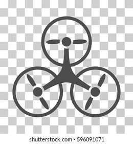 Tricopter Drone icon. Vector illustration style is flat iconic symbol, gray color, transparent background. Designed for web and software interfaces.