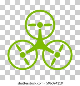 Tricopter Drone icon. Vector illustration style is flat iconic symbol, eco green color, transparent background. Designed for web and software interfaces.