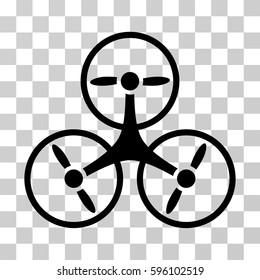 Tricopter Drone icon. Vector illustration style is flat iconic symbol, black color, transparent background. Designed for web and software interfaces.