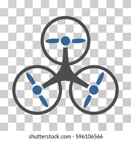 Tricopter Drone icon. Vector illustration style is flat iconic bicolor symbol, cobalt and gray colors, transparent background. Designed for web and software interfaces.