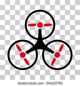Tricopter Drone icon. Vector illustration style is flat iconic bicolor symbol, intensive red and black colors, transparent background. Designed for web and software interfaces.