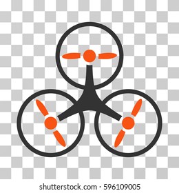 Tricopter Drone icon. Vector illustration style is flat iconic bicolor symbol, orange and gray colors, transparent background. Designed for web and software interfaces.