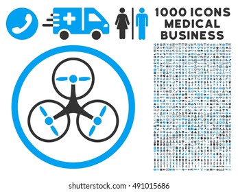 Tricopter icon with 1000 medical commercial gray and blue vector pictographs. Clipart style is flat bicolor symbols, white background.