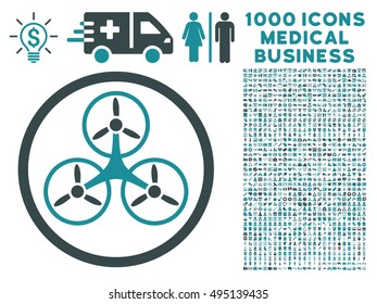 Tricopter icon with 1000 medical commercial soft blue vector pictographs. Set style is flat bicolor symbols, white background.