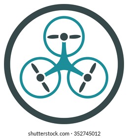 Tricopter vector icon. Style is bicolor flat circled symbol, soft blue colors, rounded angles, white background.