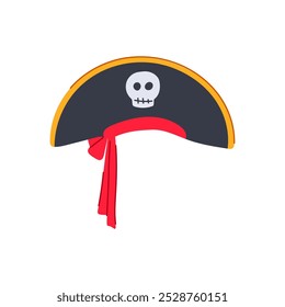 Tricorn Piraten Hut Cartoon. Buccaneer Korsar, Swashbuckler Kapitän, maritimes Abenteuer Tricorn Piraten Hut Zeichen. einzelne Symbol, Vektorgrafik