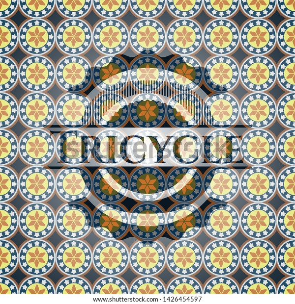 Tricycle Arabic Badge Background Arabesque Decoration Stock Vector
