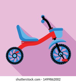 Tricycle with basket icon. Flat illustration of tricycle with basket vector icon for web design