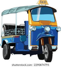 Tricycle called tuk tuk is popular ampng foreign tourists in Thailand.