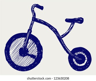 Tricycle child. Doodle style