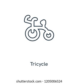 Tricycle concept line icon. Linear Tricycle concept outline symbol design. This simple element illustration can be used for web and mobile UI/UX.