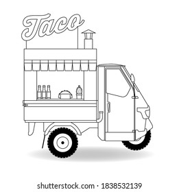 Tricycle converted into a food truck