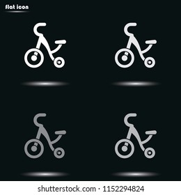 Tricycle flat grayscale vector icon.