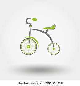 Tricycle flat icon for web and mobile application. Vector illustration on a white background. Doodle, cartoon style.