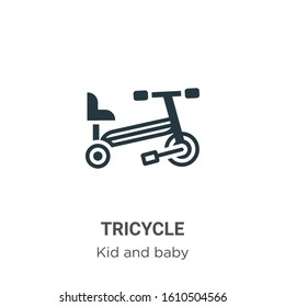 Tricycle glyph icon vector on white background. Flat vector tricycle icon symbol sign from modern kid and baby collection for mobile concept and web apps design.