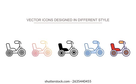 Design de ícone triciclo com ilustração de estoque de fundo branco