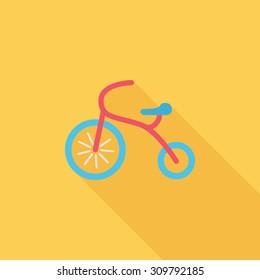Tricycle icon. Flat vector related icon with long shadow for web and mobile applications. It can be used as - logo, pictogram, icon, infographic element. Vector Illustration.