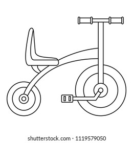 Tricycle icon. Outline tricycle vector icon for web design isolated on white background