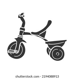 Tricycle Icon Silhouette Illustration. Kids Toy Vector Graphic Pictogram Symbol Clip Art. Doodle Sketch Black Sign.