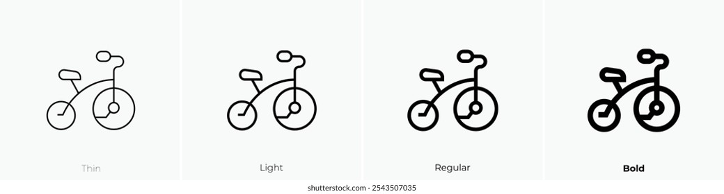 tricycle icon. Thin, Light Regular And Bold style design isolated on white background