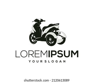 Tricycle Motor Logo Design Silhouette