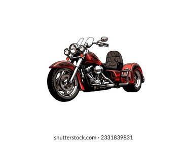 Tricycle motorcycle vector illustration isolated on white background