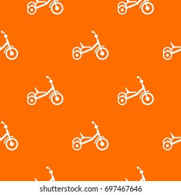 Tricycle pattern repeat seamless in orange color for any design. Vector geometric illustration