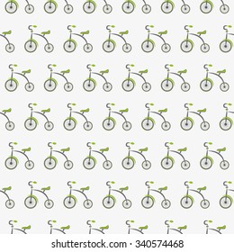 Tricycle. Seamless pattern. Vector illustration on a white background. Swatch inside.